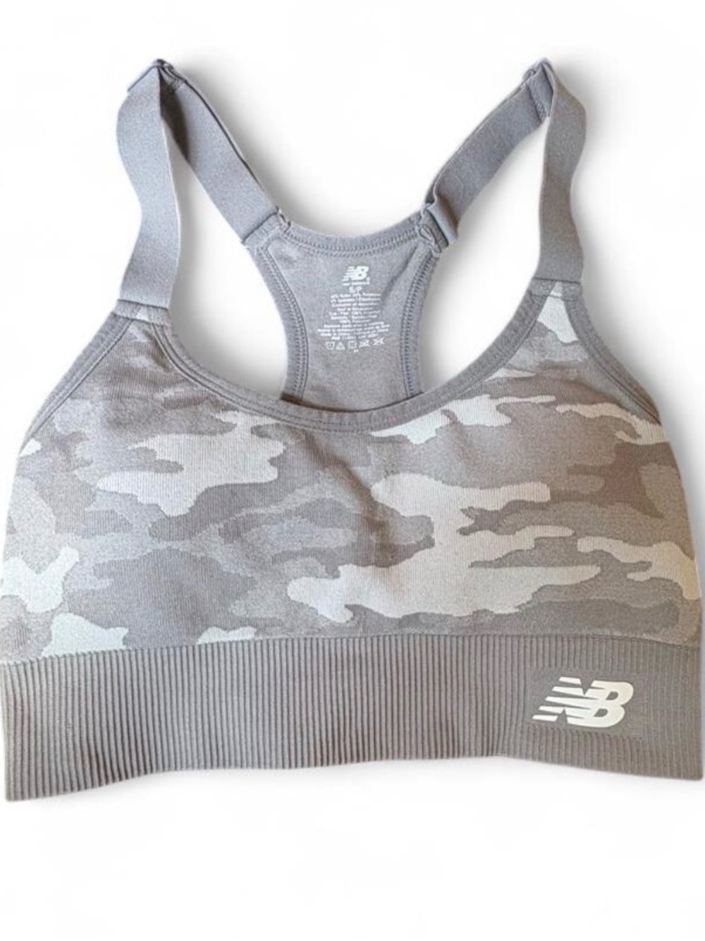 New Balance Women’s Gray Camo Seamless Sports Bra